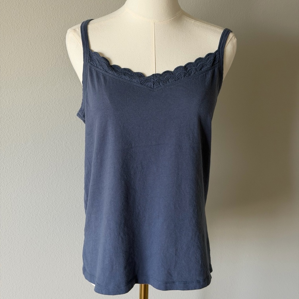 Felina Cotton Camisole With Thin Straps and Lace Bust Detail, Lingerie